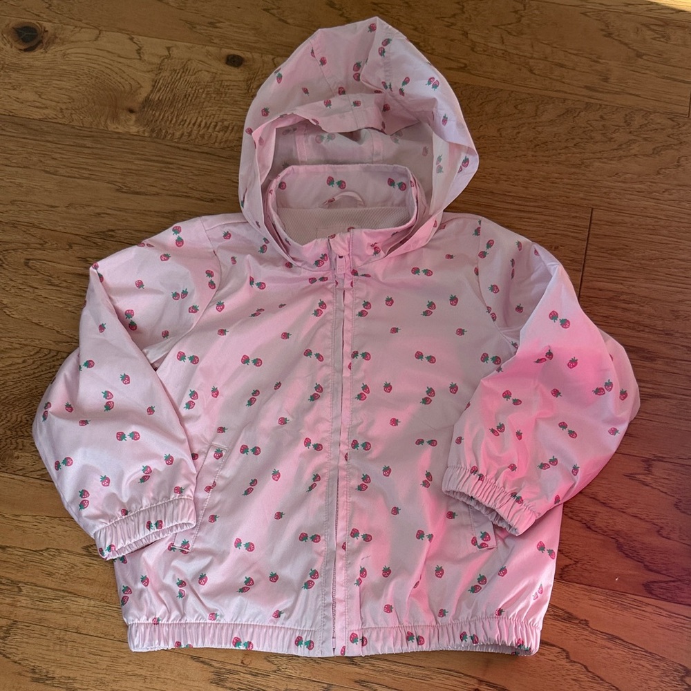 BabyGap Pink strawberry Print Hooded recycled Windbuster Jacket